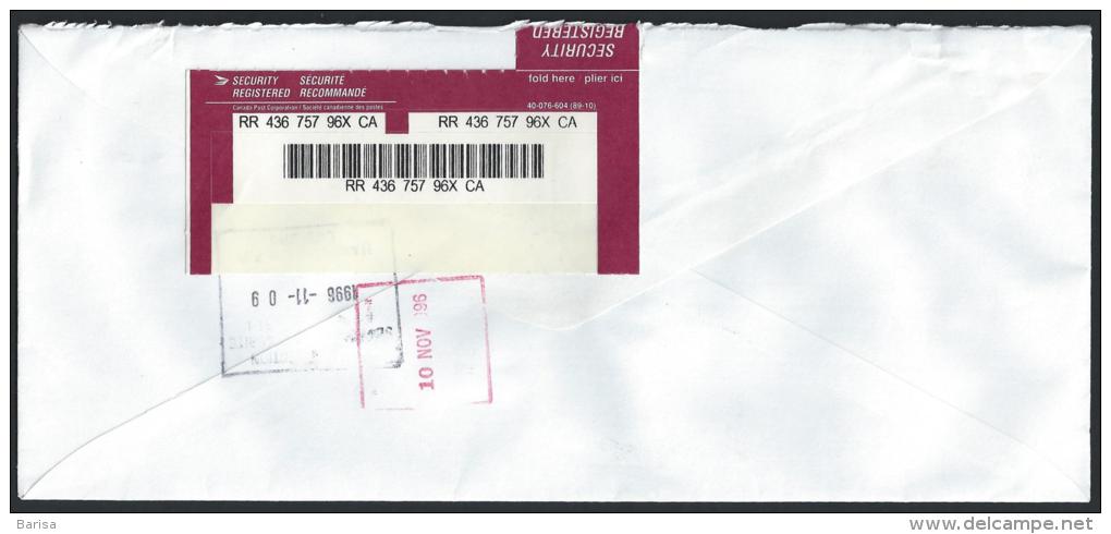 Registered Cover From London (Ontario) To Netherland; 09-11-1996 - Briefe U. Dokumente