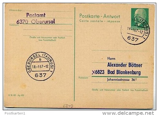 DDR P77 A Antwort-Postkarte ZUDRUCK BÖTTNER#1  Oberursel (Taunus) 1967 - Privé Postkaarten - Gebruikt