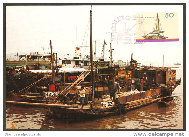 Macau Bateau Cargo Traditionnel Carte Maximum 1985 Macao Traditional Cargo Boat Maxicard - Cartoline Maximum