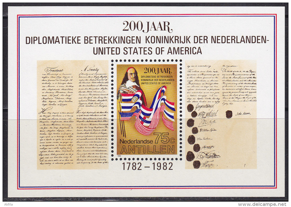 2144. Netherlands Antilles, 1982, 200 Years Of Diplomatic Relations Between Netherlands And USA, Block, MNH (**) - Curaçao, Antilles Neérlandaises, Aruba