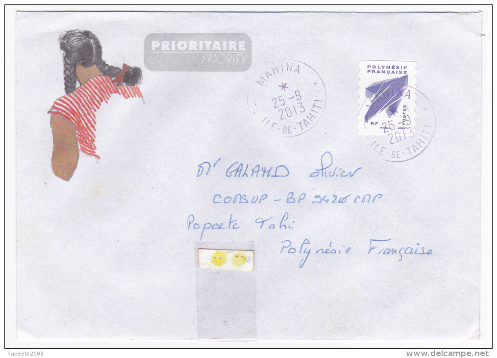 Polynésie Française / Tahiti - 1 Enveloppe Timbrée En 2013 (enveloppe Boullaire Jacques) - Briefe U. Dokumente