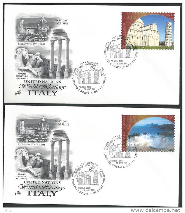 UN-Geneva. Scott # 400-01 FDC. World Heritage. Joint Issue With Italy 2002 - Joint Issues