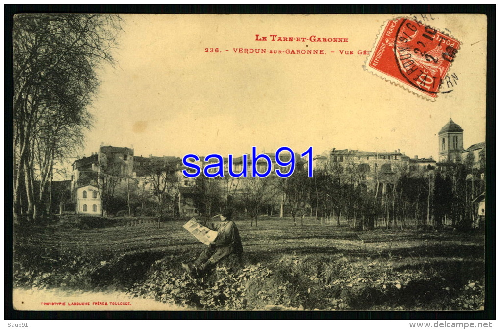 Verdun Sur Garonne  - Vue Générale - Animée  - Homme Lisant Son Journal -Réf: 29221 - Verdun Sur Garonne