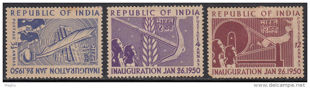 India MH 1950, 3v Republic, As Scan - Nuevos