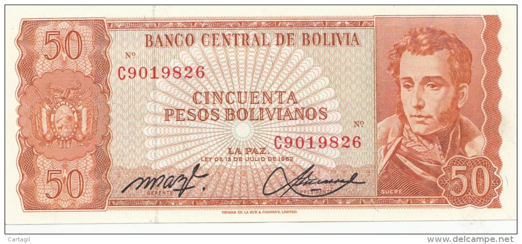 Billets - B994 -  Bolivie    - Billet 50 Pesos Bolivianos ( Type, Nature, Valeur, état... Voir 2 Scans)-Envoi Gratuit - Bolivia