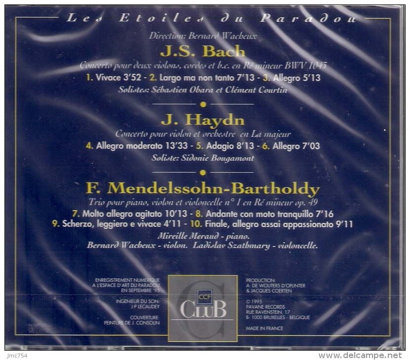 CD LES ETOILES DU PARADOU. BACH. HAYDN. MENDELSSOHN. Parrainage Du CCF - Klassik