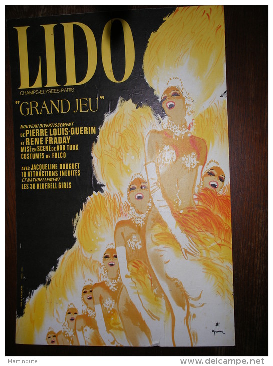 - Carton Publicitaire Du LIDO, Signé GRUAU 38cm X 57cm. - Pappschilder