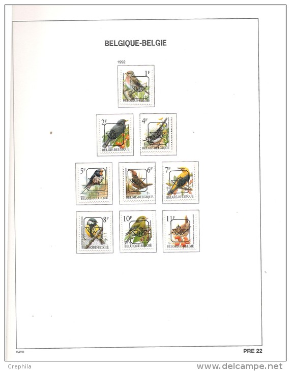 Belgique - Préoblitérés 1927/1986 - Sur Feuilles Davo - Neuf ** et Sans gomme (début)