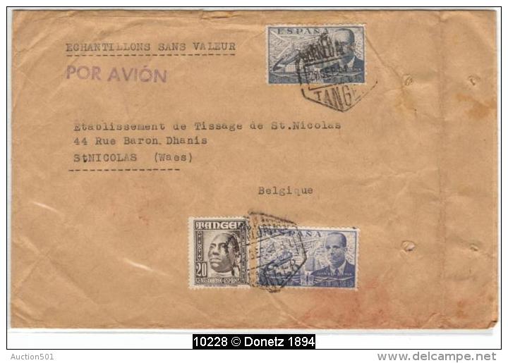 10228 TANGER 1954 Commercial Sample Muestra Sin Valor Envelope To Belgium - Marokko (1956-...)