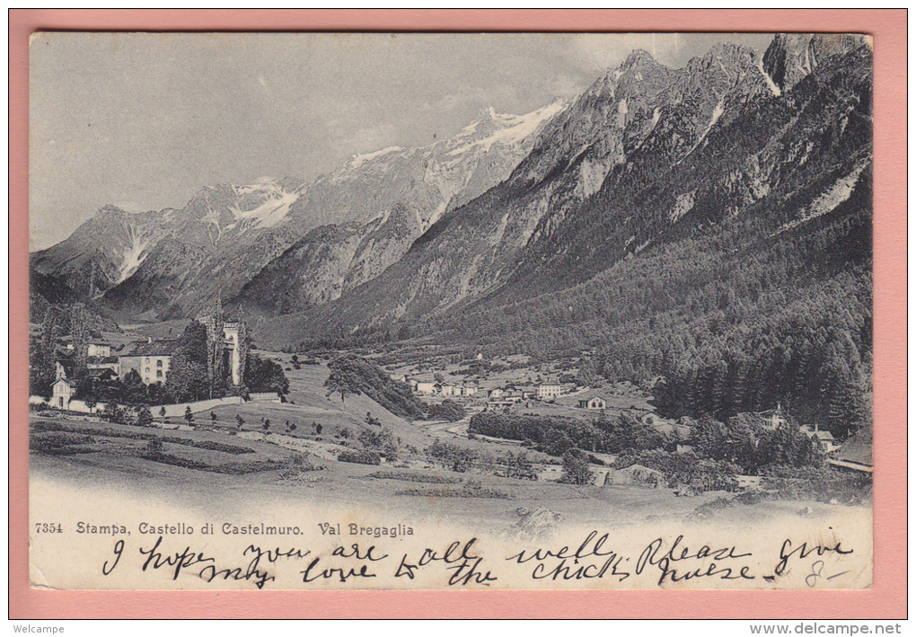 OUDE POSTKAART ZWITSERLAND SCHWEIZ GRAUBUNDEN STAMPA VAL BREGAGLIA  1906 - Bregaglia