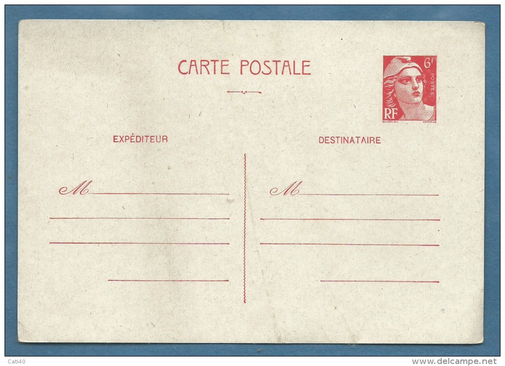 FRANCIA  CARTE POSTALE  6 F. -  NUOVO Con Piega - Storia Postale