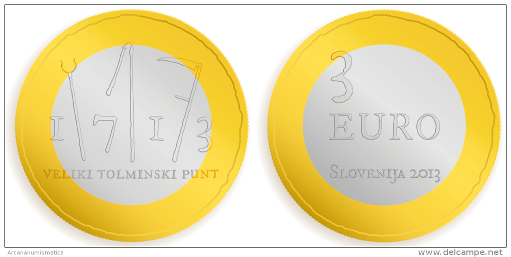 ESLOVENIA  3 €uros Bimetálica 2.013 2013  "300º Aniversario De La Revuelta Campesina De Tolmin"    SC/UNC   T-DL-10.580 - Eslovenia