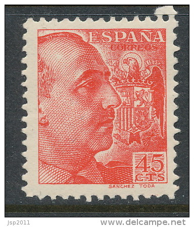 Spain 1939 Edifil # 871. General Franco 45 Cts. Grabador Sanchez Toda, MNH (**) - Nuovi