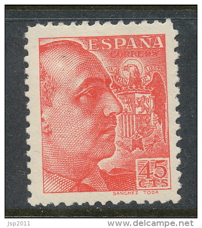 Spain 1939 Edifil # 871. General Franco 45 Cts. Grabador Sanchez Toda, MH (*) - Neufs