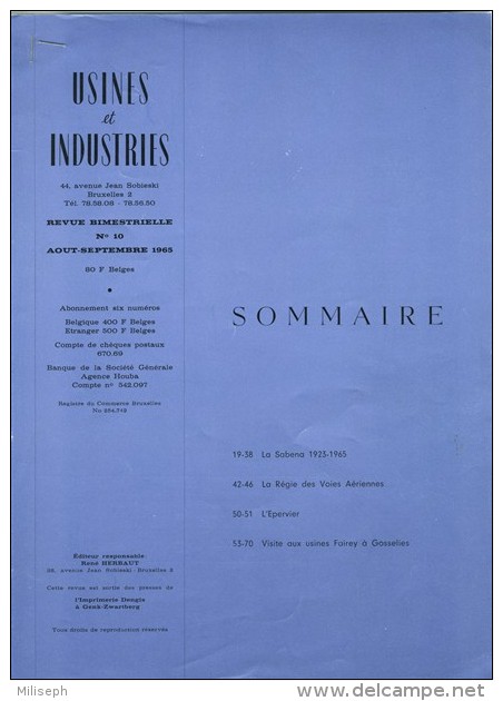 Extraits De Presse - USINES Et INDUSTRIES - 1965 - LA SABENA 1923 / 1965 - LA REGIE DES VOIES AERIENNES -    (3418) - Aviation