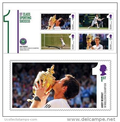 Great Britain   2013  Andy Murray Wimbledon Winnaar Tennis Blok Van 4 Zegels      Postfris/mnh/neuf - Ungebraucht