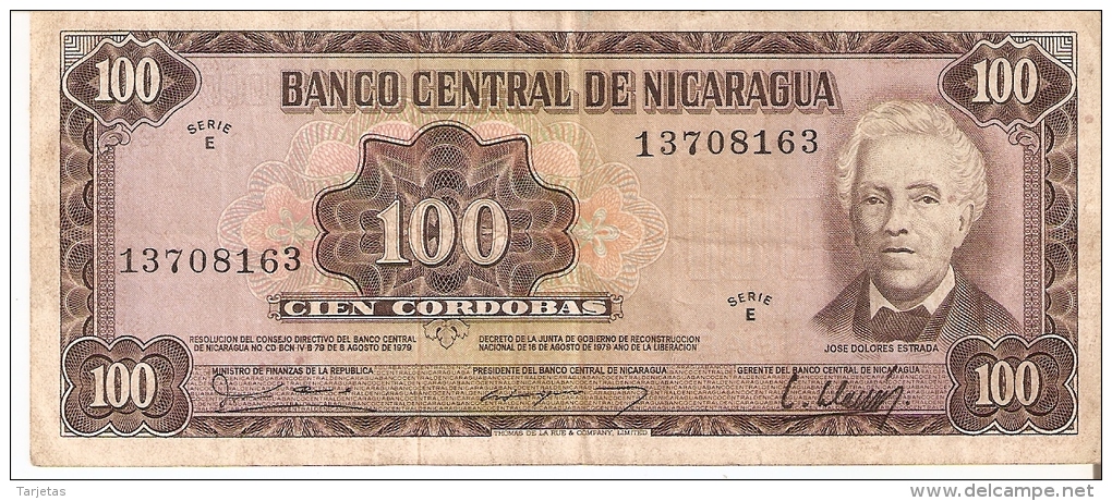 BILLETE DE NICARAGUA DE 100 CORDOBAS DEL AÑO 1979 (BANKNOTE) - Nicaragua