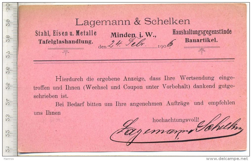 Rothenuffeln, Geschäftspost- Drucksache Mit Frankatur, Mit Stempel, MINDEN – 25.02.06, Zustand:  I-II - Bad Oeynhausen