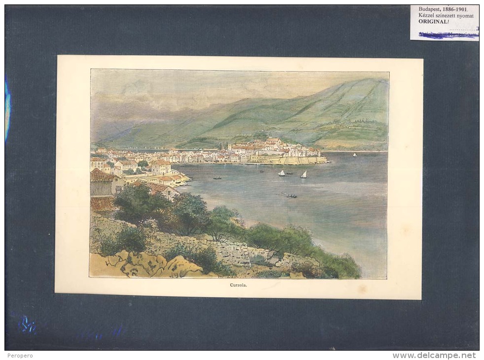 Old Litho Image    Croatia    KORCULA  CURZUOLA    1886-1901.    Size: 23 X 15 Cm. - Topographische Karten