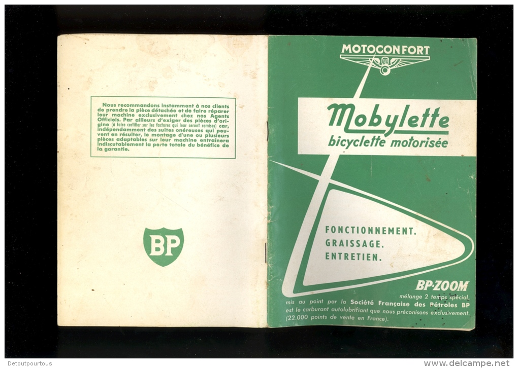 La MOBYLETTE Motoconfort Rue Lesault PANTIN Seine Livret D'entretien 1965  33 Pages - Motorräder