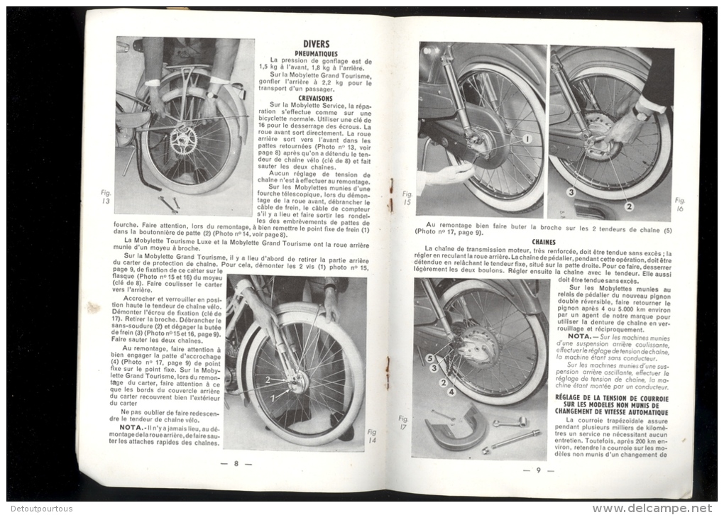 La MOBYLETTE Motoconfort Rue Lesault PANTIN Seine Livret D'entretien 1960  15 Pages - Moto