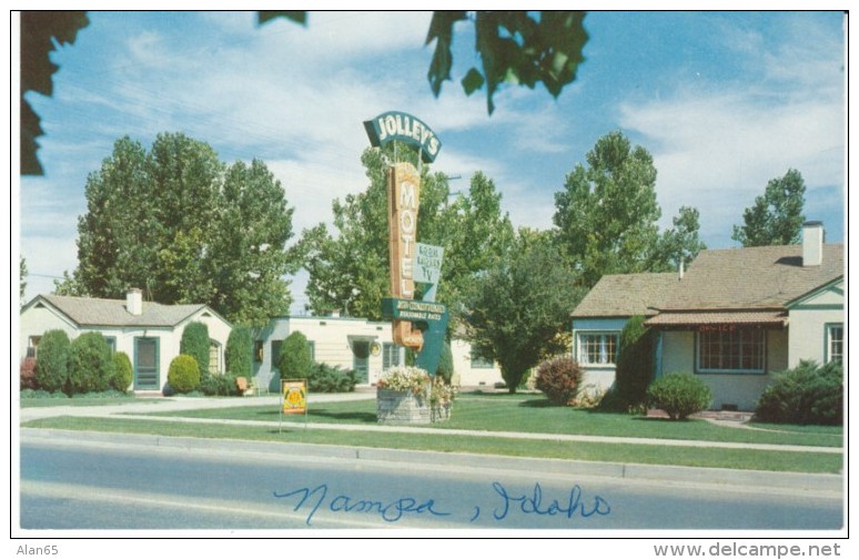 Nampa ID Idaho, Jolley's Sunset Motel, Lodging, C1950s Vintage Postcard - Nampa