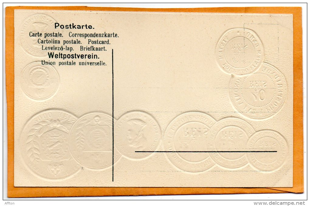 Brazil Coins & Flag Patriotic 1900 Postcard - Coins (pictures)