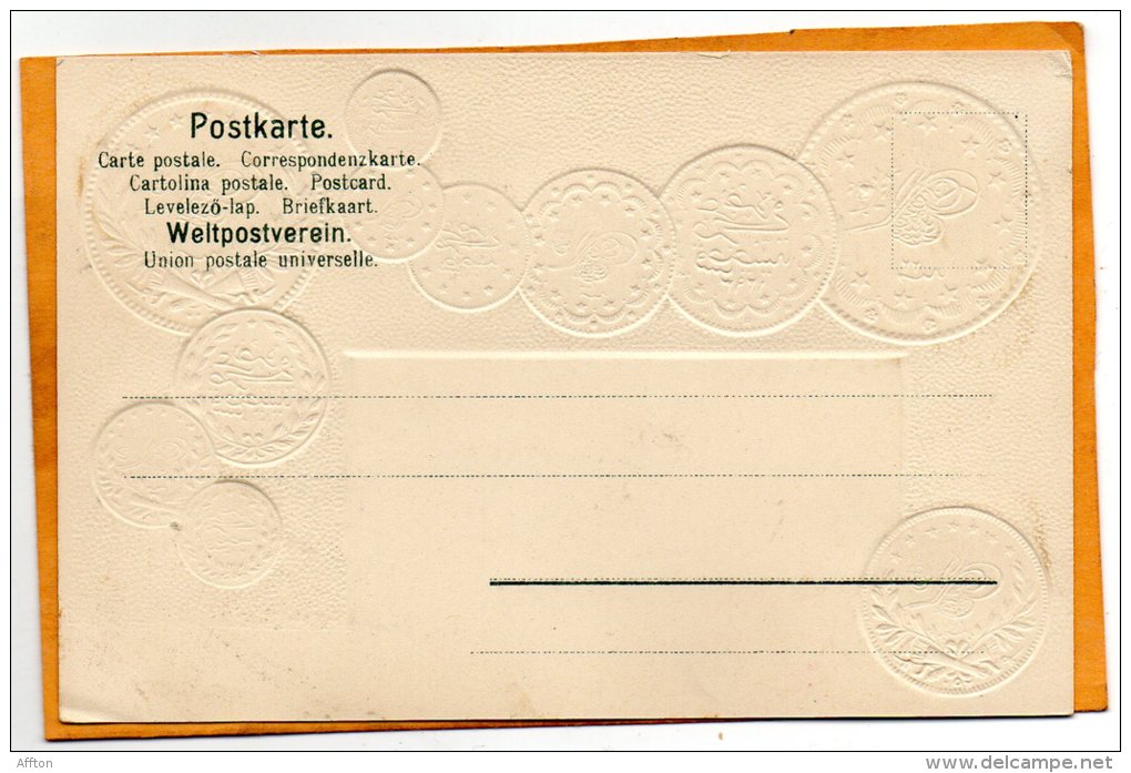 Turkey Coins & Flag Patriotic 1900 Postcard - Monete (rappresentazioni)