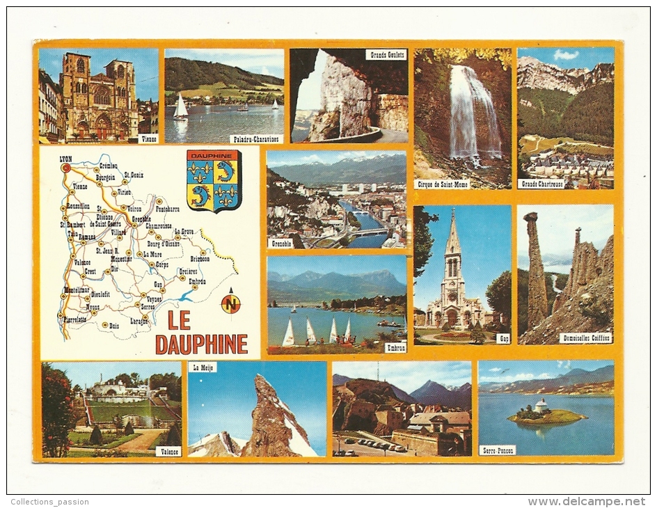 Cp, Carte Géographique, Le Dauphiné, Voyagée 1991 - Landkarten