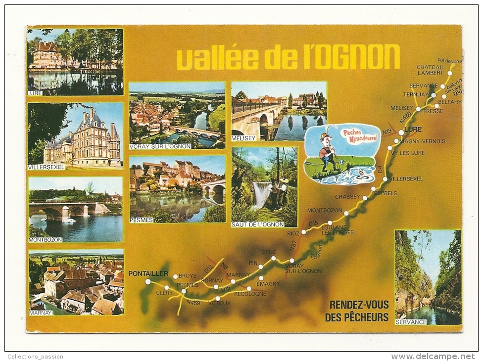 Cp, Carte Géographique, Vallée De L´Ognon, Voyagée 1991 - Landkarten