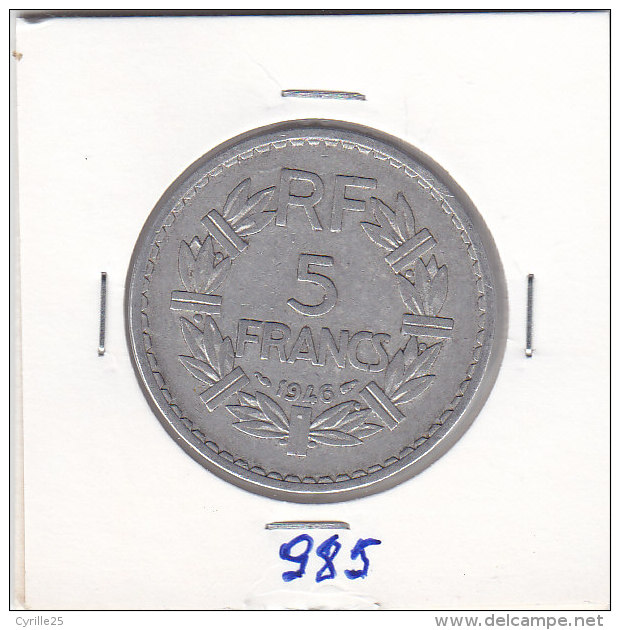 5 FRANCS Alu LAVRILLER 1946    9 Fermé - Autres & Non Classés