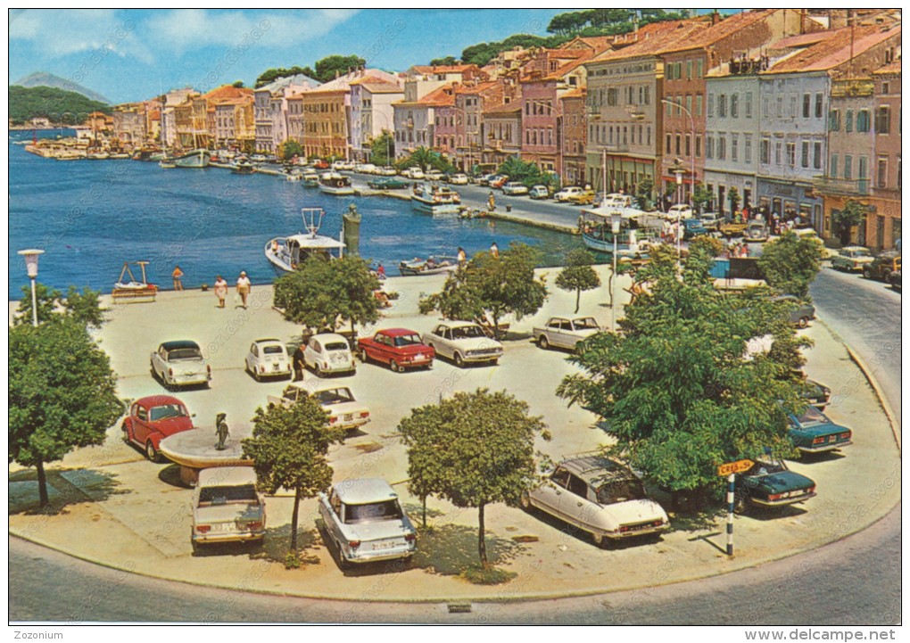 Citroen DS,Fiat, Opel, VW,  Old Car,Mali Losinj, Croatia, Vintage Old Postcard - PKW