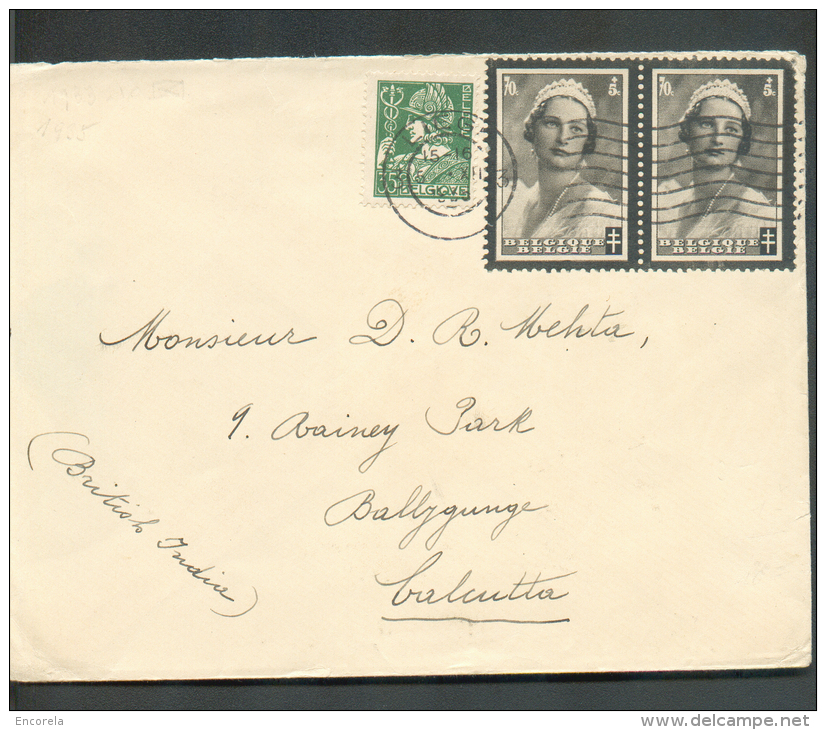 Affranchissement Astrid Obl. Mécanique LIEGE Sur Lettre Vers Calcutta (Indes) - 9311 - Covers & Documents