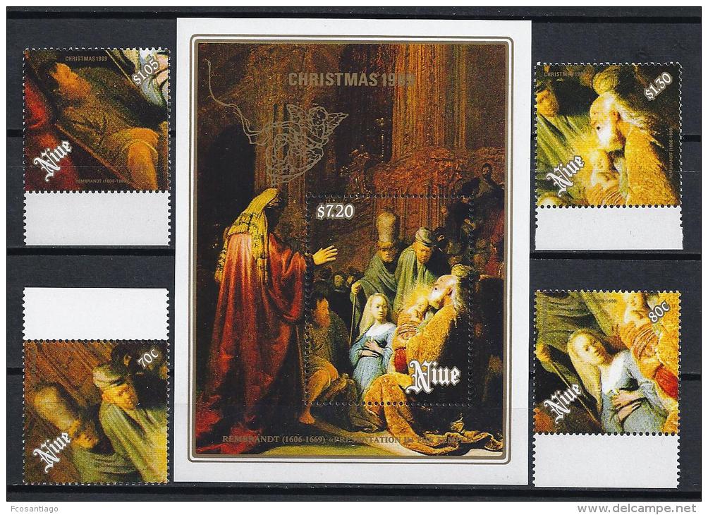 PINTURA/REMBRANDT - NIUE 1989 - Yvert #547/50+H114 - MNH ** - Rembrandt