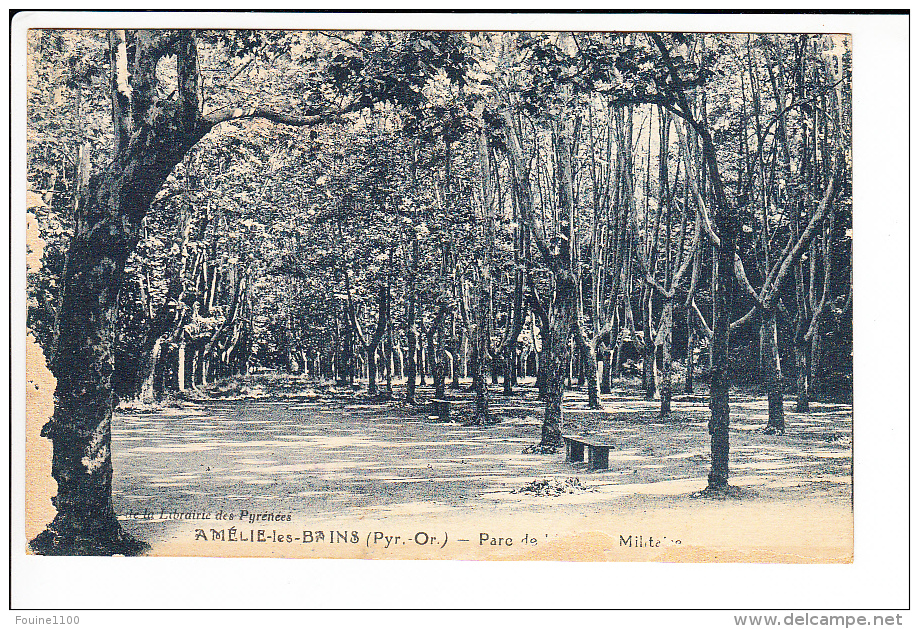 Carte  D' Amélie Les Bains  Parc De L' Hôoital Militaire  ( Mauvais état )(  Recto Verso ) - Autres & Non Classés