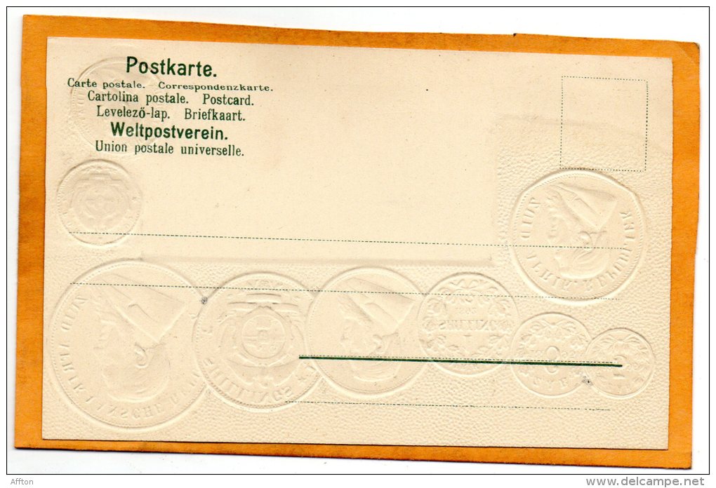 Transvaal Coins & Flag Patriotic 1900 Postcard - Monnaies (représentations)