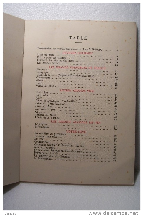 BREVIAIRE DE L´AMATEUR DE VINS (1951 ) - Gastronomie