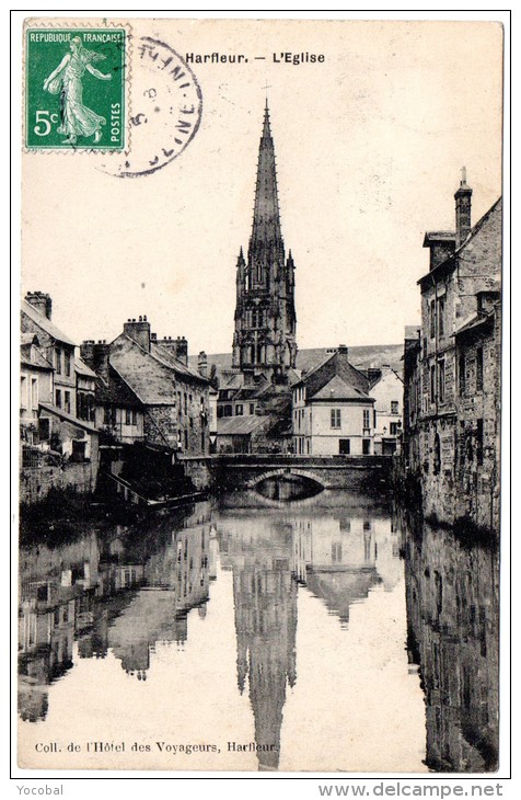 CP, 76, HARFLEUR, L'Eglise, Voyagé En 1908 - Harfleur