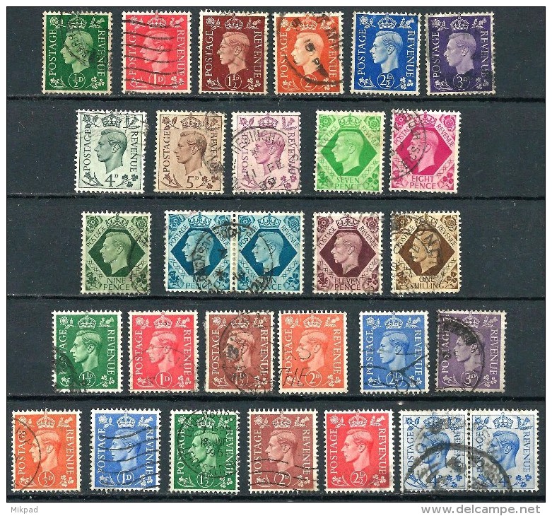 Gt Britain GVI Complete Definitives To 1/- Used - Collections (sans Albums)