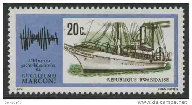 Ruanda Rwanda 1974 Mi 634 A YT 586 ** Steam Yacht “Elettra” Guglielmo Marconi (1874-1937) Radio Pioneer / Laboratorium - Schiffe