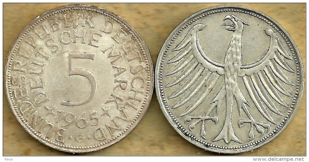 GERMANY WEST 5 MARK INSCRIPTIONS FRONT EAGLE EMBLEM BACK 1965 G AG SILVER UNC Y112 READ DESCRIPTION CAREFULLY !!! - 5 Marchi