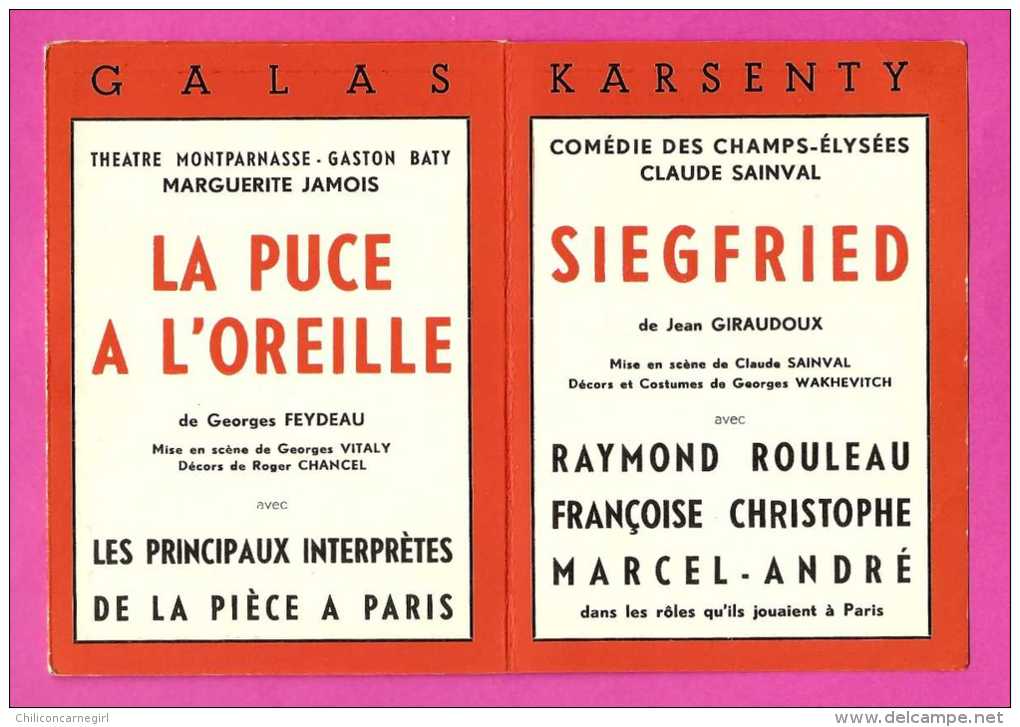 Le Programme Des Galas Karsenty - Madame Filoumé - Siegfried - Etc ... - Saison 1953 - 1954 - Programmes