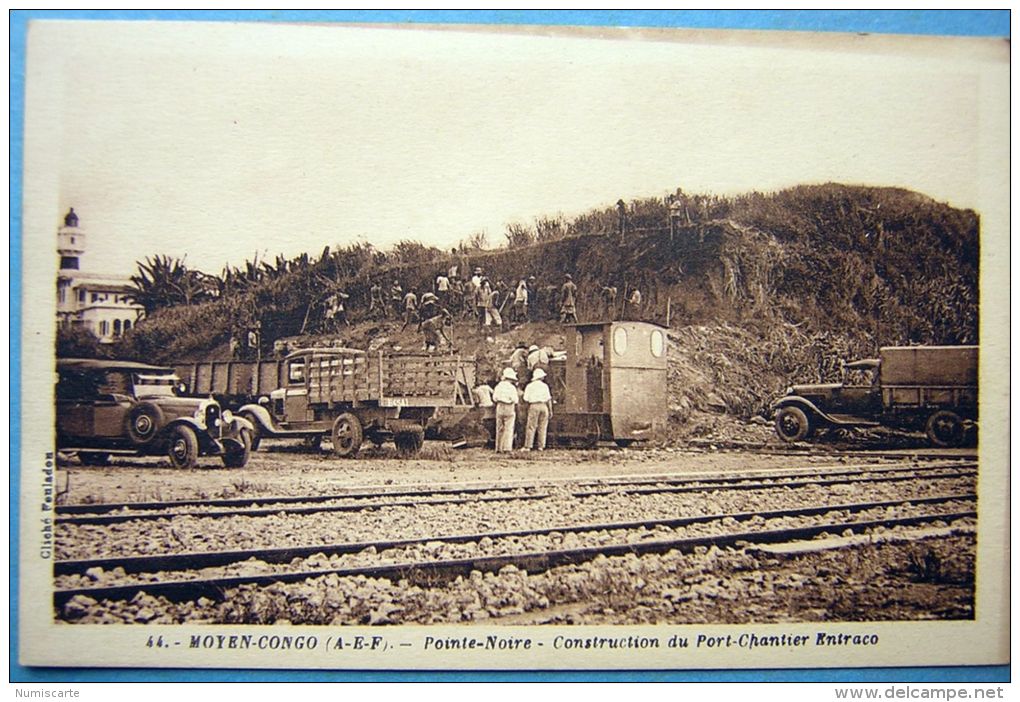 Cpa MOYEN CONGO - POINTE NOIRE - Construction Du Port - Chantier Entraco - Pointe-Noire