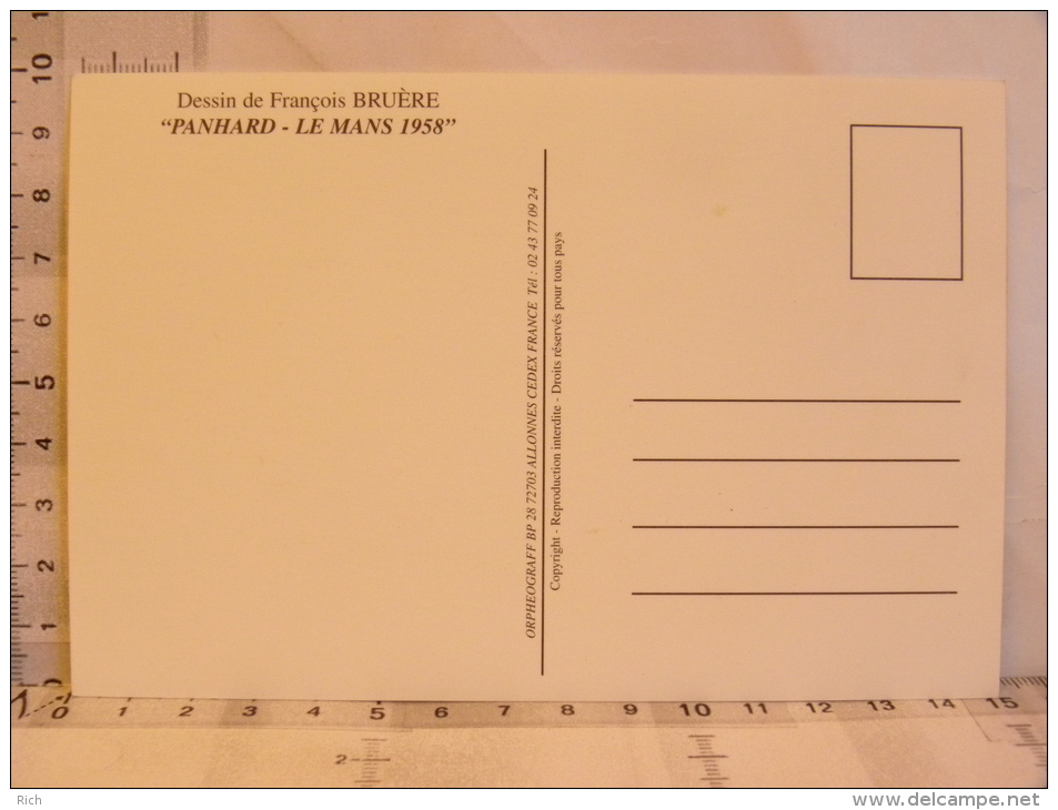 CPM - Dessins de François Bruère - LE MANS - Voitures Bugatti Panhard Jaguar... lot de 5 cartes