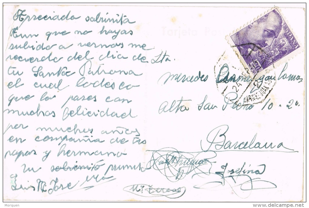 5143. Postal PUIGCERDA (gerona) 1944. AMBULANTE Ferrocarril - Lettres & Documents