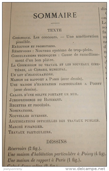 La Semaine Des Constructeurs. N°4. 24 Juillet 1886.Maison De Rapport à Paris. Habitation Particulière à Poissy. - Revues Anciennes - Avant 1900