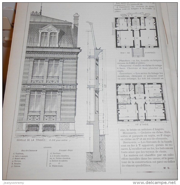 La Semaine Des Constructeurs. N°4. 24 Juillet 1886.Maison De Rapport à Paris. Habitation Particulière à Poissy. - Magazines - Before 1900