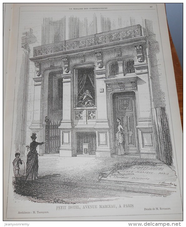 La Semaine Des Constructeurs. N°6. 7 Août 1886. Hôtel , Avenue Marceau à Paris. - Magazines - Before 1900