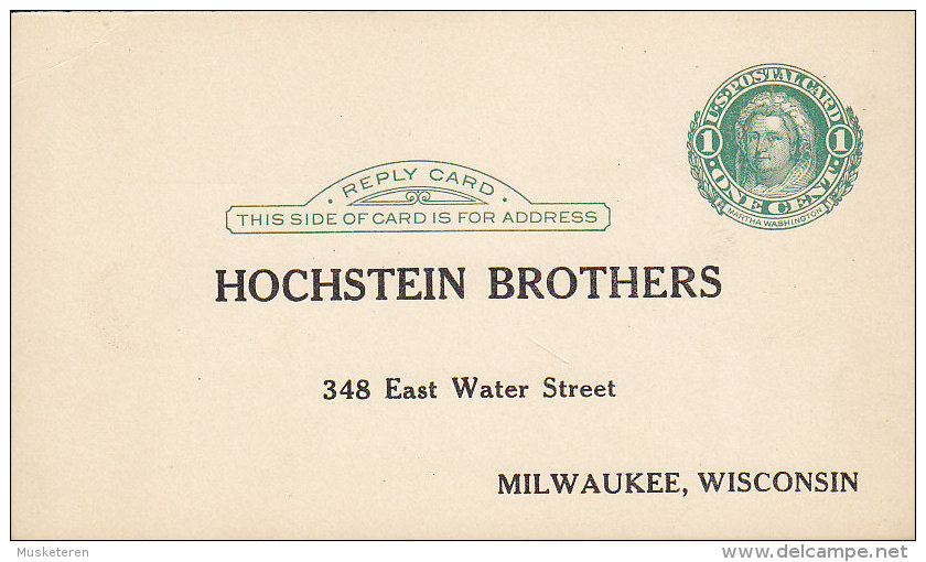 United States Private Postal Stationery Ganzsache Entier HOCHSTEIN BROTHERS Cigar Tobacco Manufacturers MILWAUKEE - 1921-40