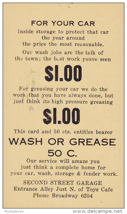 United States Private Postal Stationery Ganzsache Entier SECOND STREET GARAGE, MILWAUKEE 1935 (2 Scans) - 1921-40